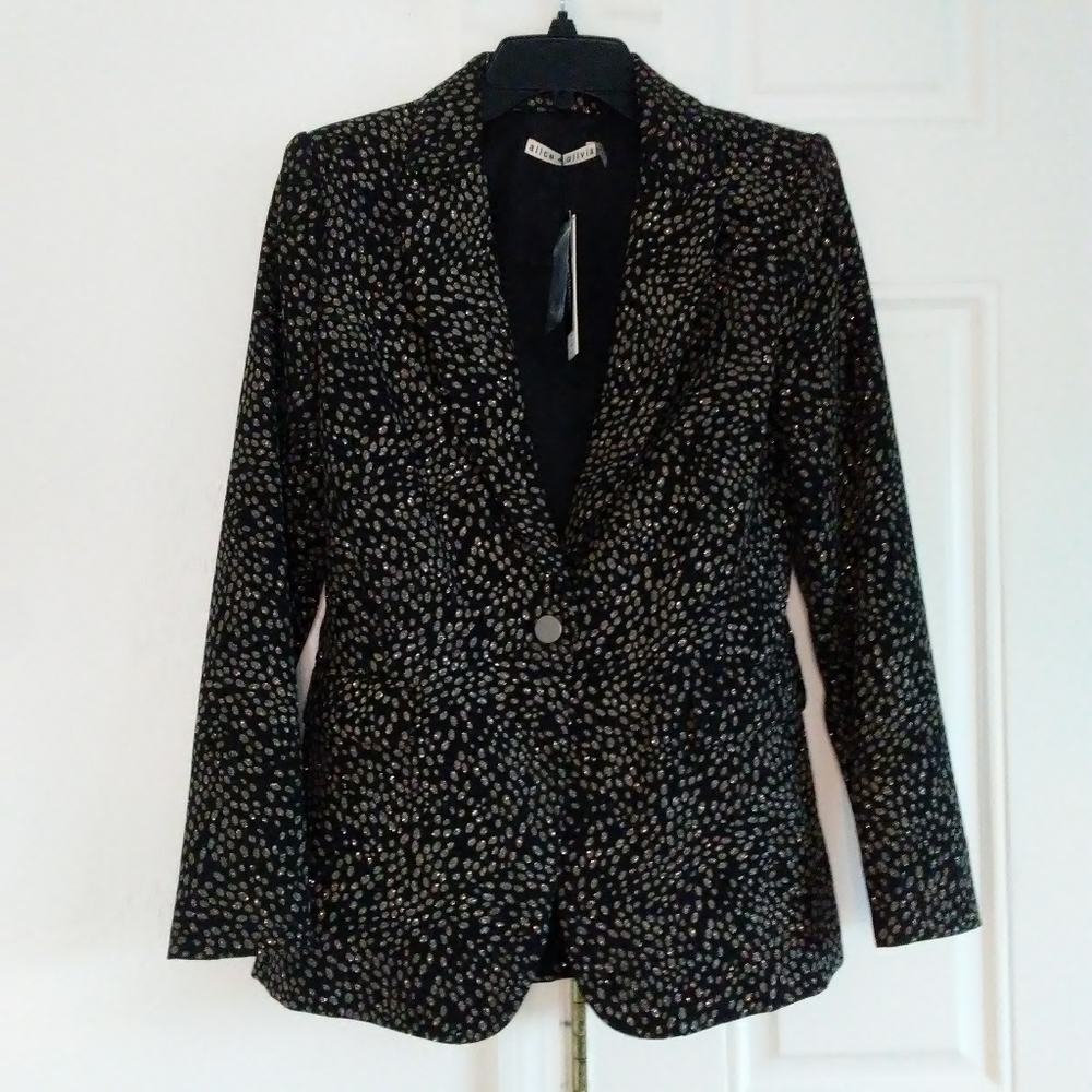 NWT Alice+Olivia Silver Dotted Blazer